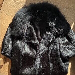 Diana Rosh Couture NYC Black Real Rabbit Fur Jacket